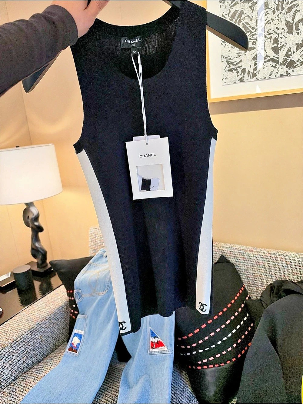 Chanel Color Block Tank Top in Black & White Like New